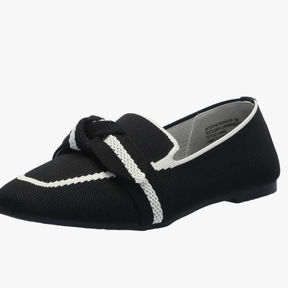 Anne Klein Shoes - Anne Klein Black White Knit Bow Teryn Loafers Flats Women's Size 8M